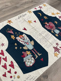 3/4 YD Quilting Cotton Panel Remnant Vintage - Vest Front with Country Angels, Hearts and Stars