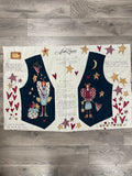 3/4 YD Quilting Cotton Panel Remnant Vintage - Vest Front with Country Angels, Hearts and Stars