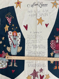 3/4 YD Quilting Cotton Panel Remnant Vintage - Vest Front with Country Angels, Hearts and Stars