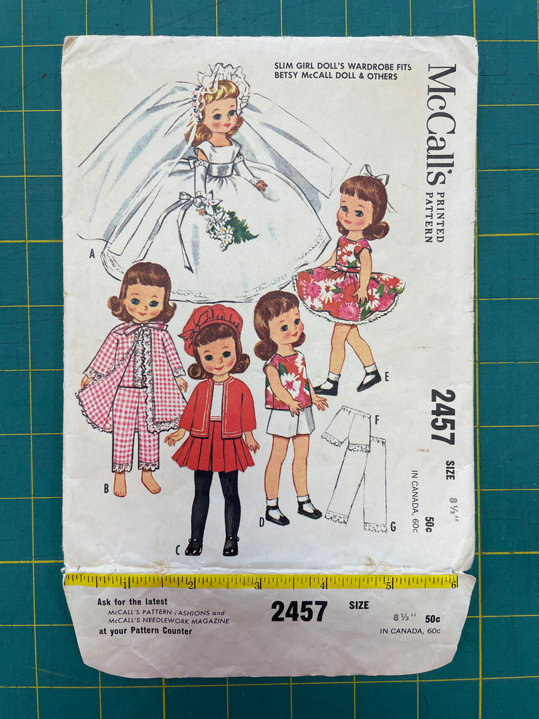 1961 McCall's 2457 Sewing Pattern - "Slim Girl" Doll Clothes