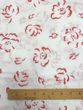 4 1/4 YD Poly/Cotton Slub Weave - White with Red Flowers
