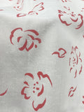 4 1/4 YD Poly/Cotton Slub Weave - White with Red Flowers
