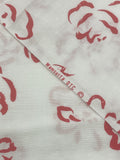 4 1/4 YD Poly/Cotton Slub Weave - White with Red Flowers
