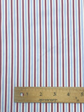 1 YD Lycra Printed Stripes - White with Red and Blue