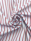1 YD Lycra Printed Stripes - White with Red and Blue