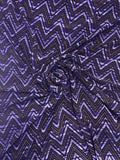 1 7/8 YD Nylon Stretch Knit - Purples, Brown and Black Zig-Zags