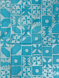 2 YD Cotton Alfred Shaheen Vintage - Turquoise with Silver