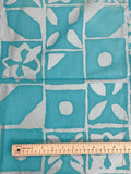 2 YD Cotton Alfred Shaheen Vintage - Turquoise with Silver