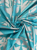 2 YD Cotton Alfred Shaheen Vintage - Turquoise with Silver