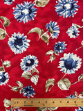 1 1/2+ YD Rayon Vintage - Red with Blue Flowers