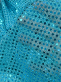 3 YD Nylon Blend Lurex Knit - Turquoise with Confetti Dots
