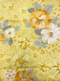 2 3/8 YD Polyester Vintage - Bright Yellow with Yellow Flowers and Green Leaves
