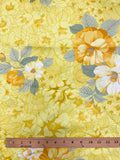 2 3/8 YD Polyester Vintage - Bright Yellow with Yellow Flowers and Green Leaves