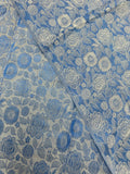 Rayon Floral Jacquard Vintage - Blue and White
