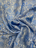 Rayon Floral Jacquard Vintage - Blue and White