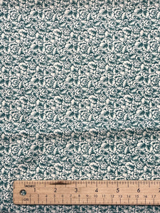 2 3/4+  YD Quilting Cotton - Off White with Teal Flowers