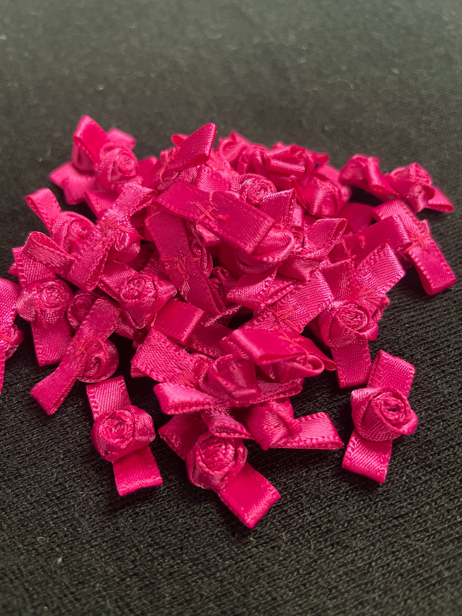 Polyester Satin Ribbon Roses - Fuchsia