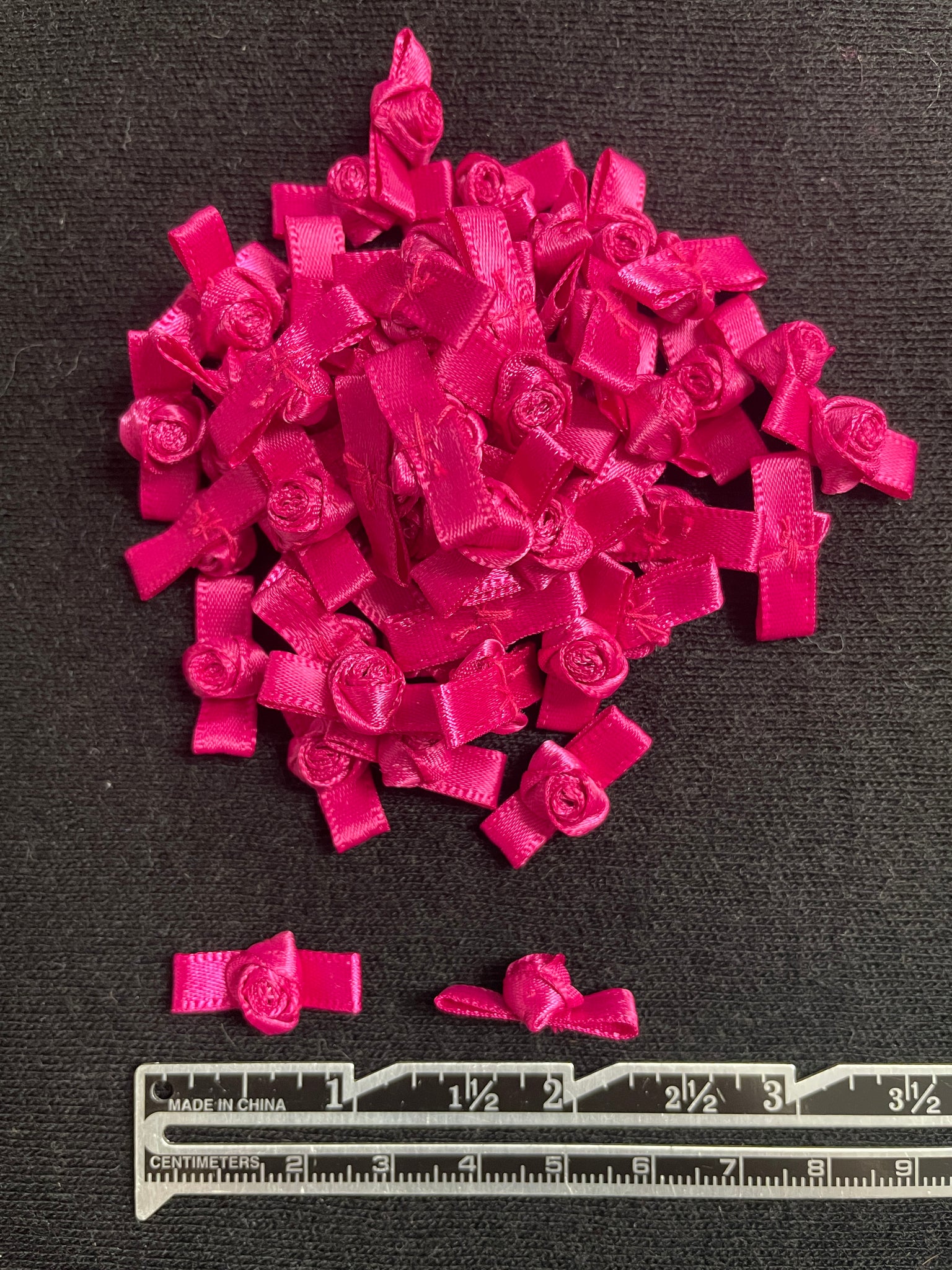 Polyester Satin Ribbon Roses - Fuchsia