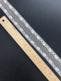 3 1/2 YD Nylon Lace Trim - Off White with Dots and Flowers