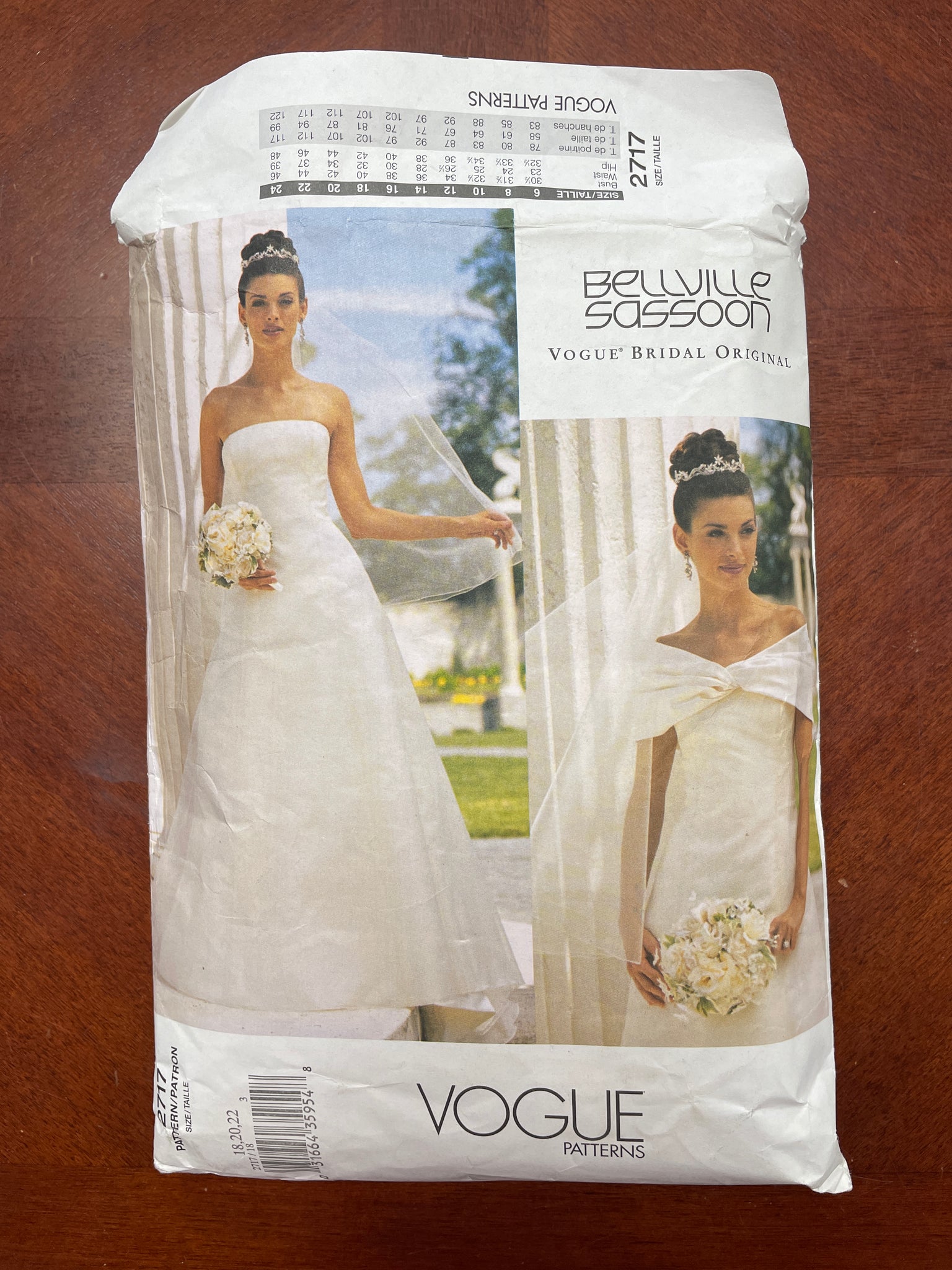 2002 Vogue 2717 Sewing Pattern - Wedding Gown