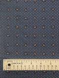 2 YD Tie Silk - Navy Blue, Black and Light Gray Plaid with Brown Paisley