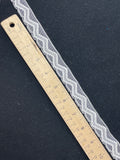 2 1/2 YD Nylon Lace Trim - White with a Zig Zag Stripe