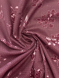 3 YD Quilting Cotton Faux Batik Print - Burgundy with Animals and Flowers