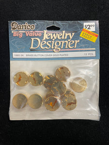 Button Covers Metal Set of 12 - Brass