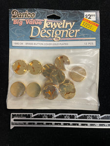 Button Covers Metal Set of 12 - Brass