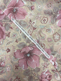 1 3/8 YD Poly Batiste Vintage - Mauve and Pink Flowers on Beige with Paisley