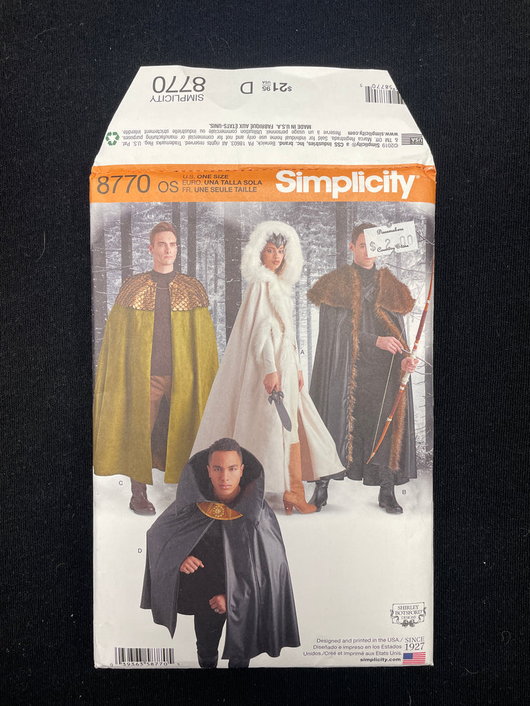 2019 Simplicity 8770 Sewing Pattern - Capes FACTORY FOLDED – Lucky ...