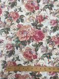 2 1/2 YD Cotton Vintage - Pink Roses and Golden Yellow Chain on Beige