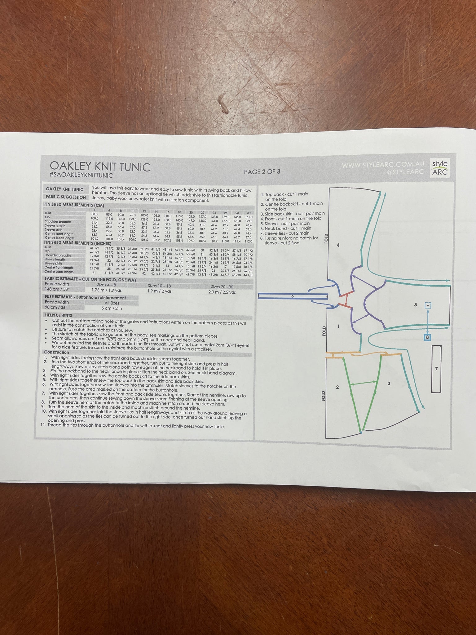 SALE Style Arc Oakley Knit Tunic Pattern - Tunic FACTORY FOLDED