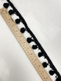 SALE Cotton Ball Fringe By-the-Yard Vintage - Black