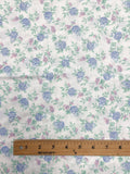 2 1/4 YD Poly/Cotton Batiste Vintage - White with Blue and Pink Flowers and Fruit