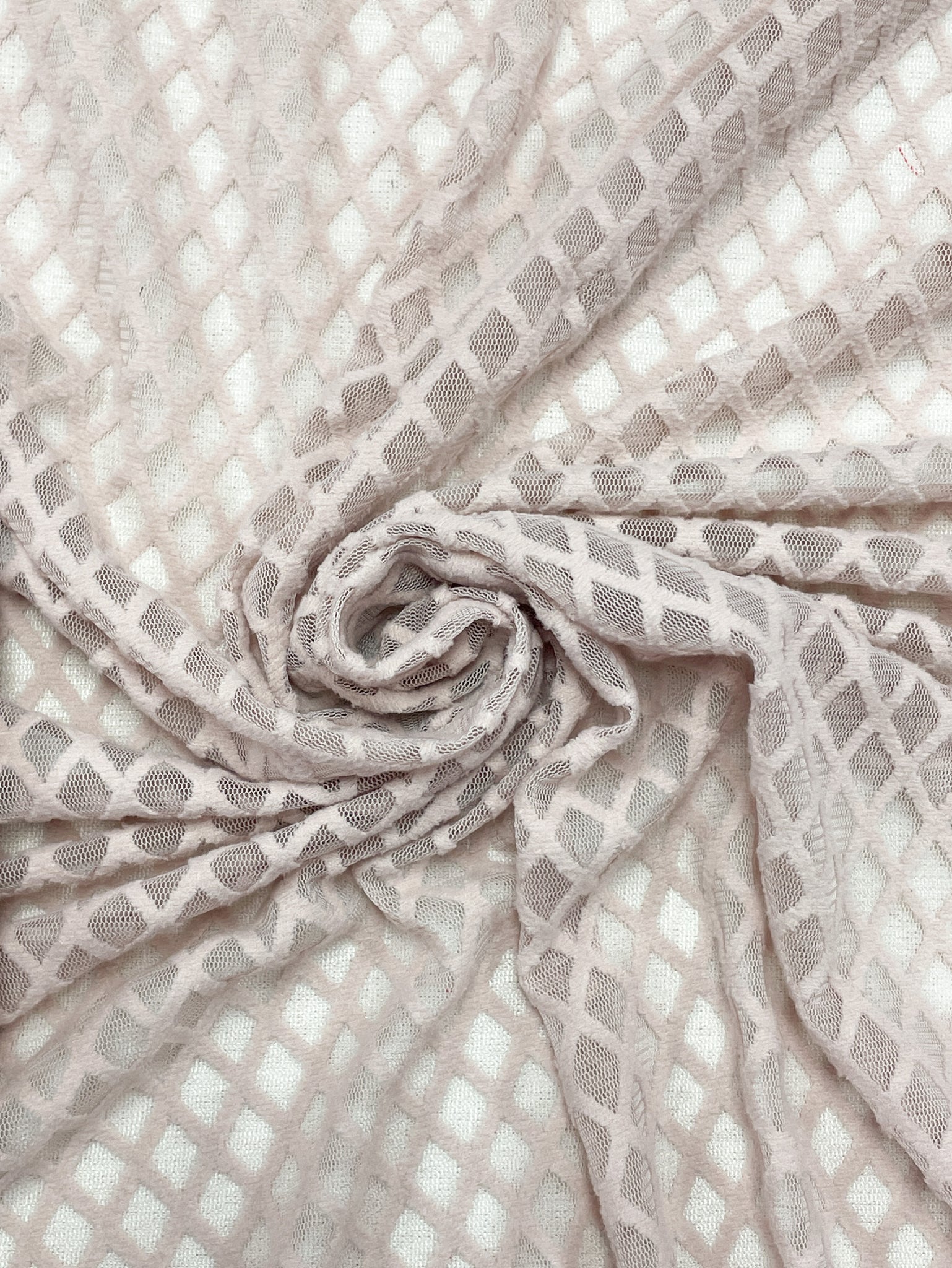 Nylon Stretch Mesh - Light Beige Lattice