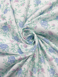 2 1/4 YD Poly/Cotton Batiste Vintage - White with Blue and Pink Flowers and Fruit