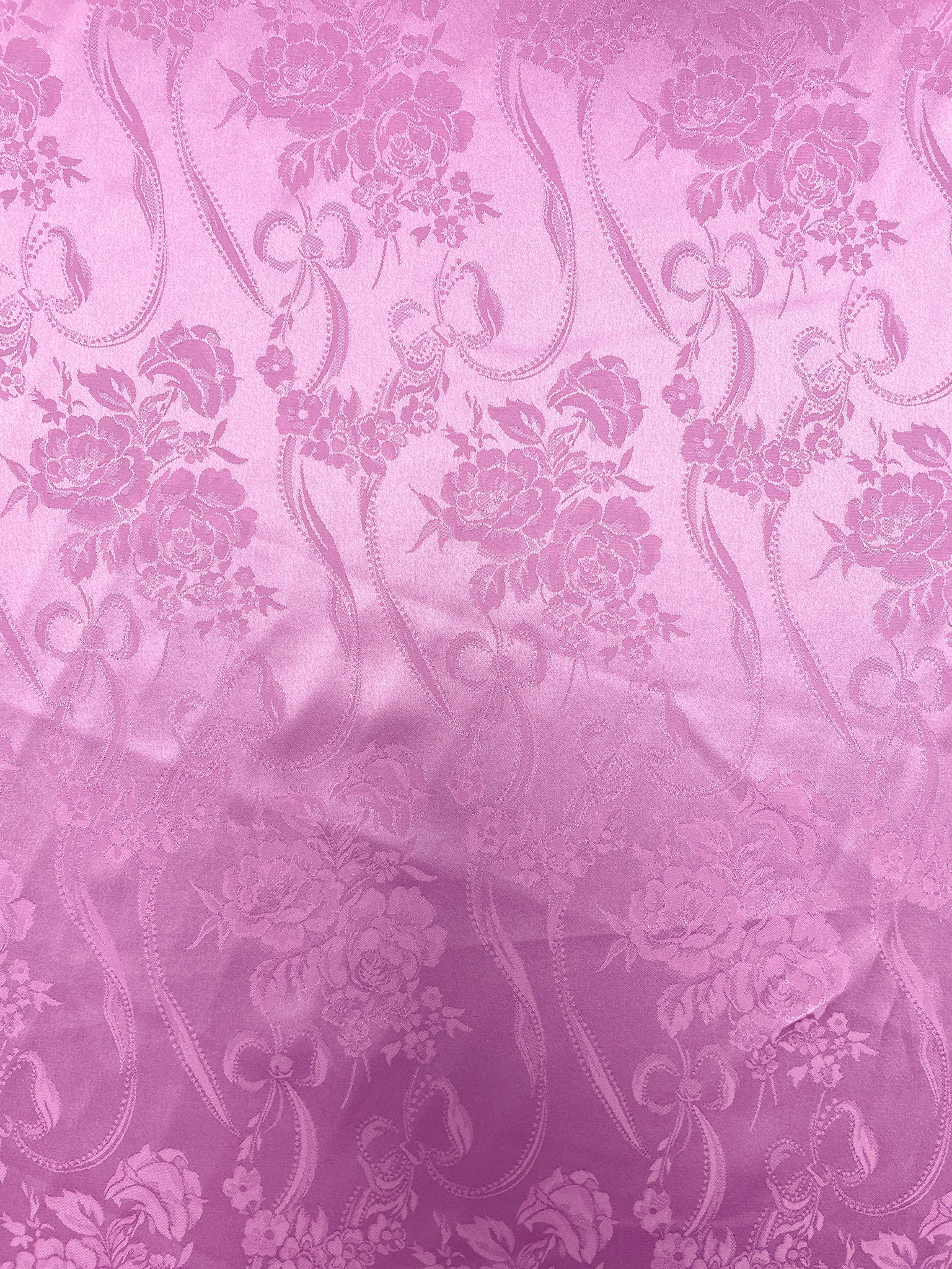 4 1/2 YD Nylon Flowers with Bows Jacquard Vintage - Orchid Pink