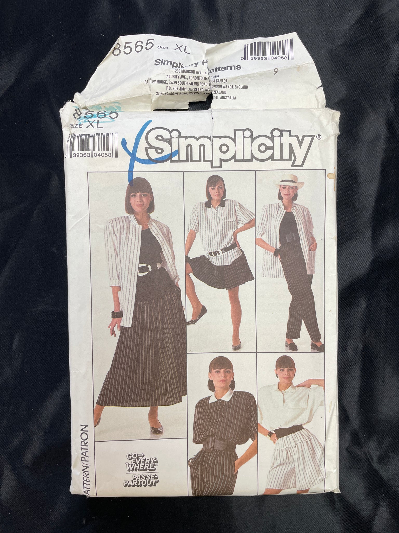 1988 Simplicity 8565 Pattern - Jacket, Blouse, Pants, Shorts and Skirt FACTORY FOLDED