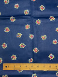 1 YD Cotton Sateen - Navy Blue with Flowers