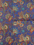 2 2/3 YD Quilting Cotton Vintage - Brown, Orange and Teal Paisley Filigree on Purple