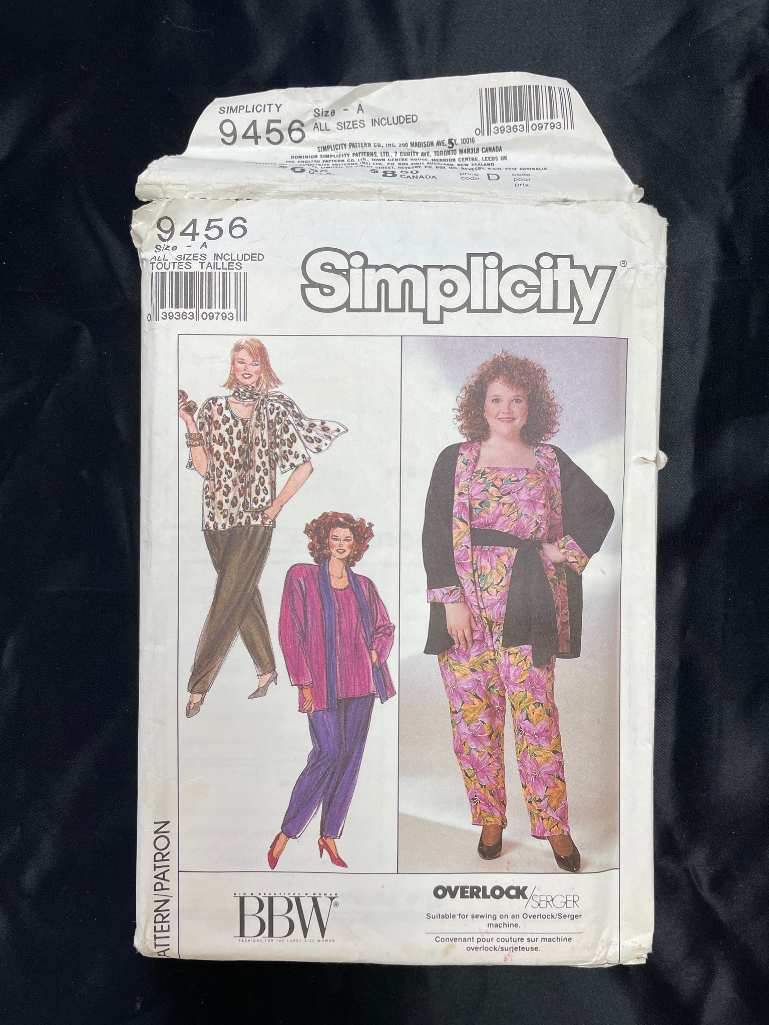1989 Simplicity 9456 Pattern - Jacket, Tops, Pants and Scarf FACTORY FOLDED