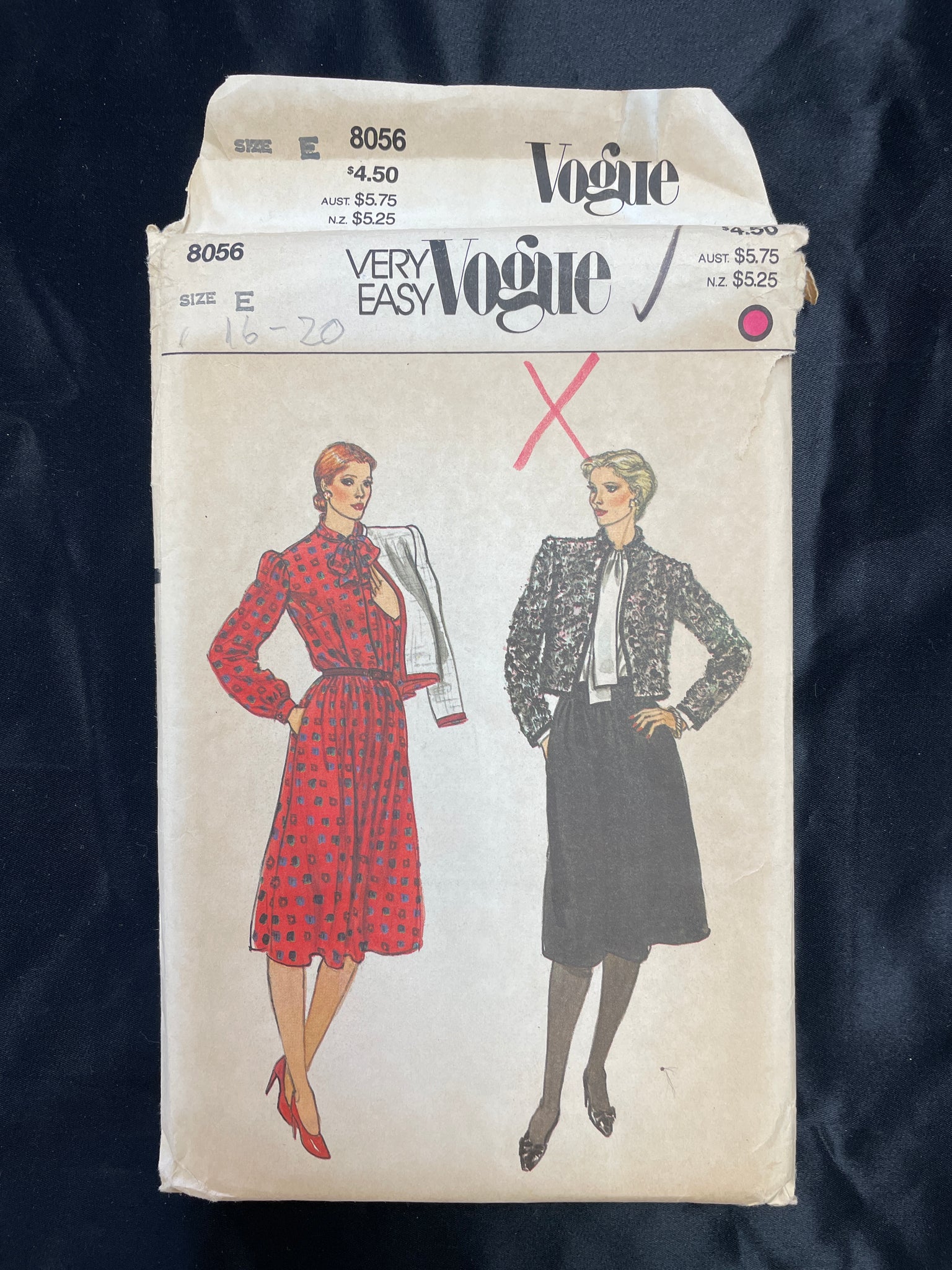 1980's Vogue 8056 Pattern - Jacket, Blouse and Skirt FACTORY FOLDED