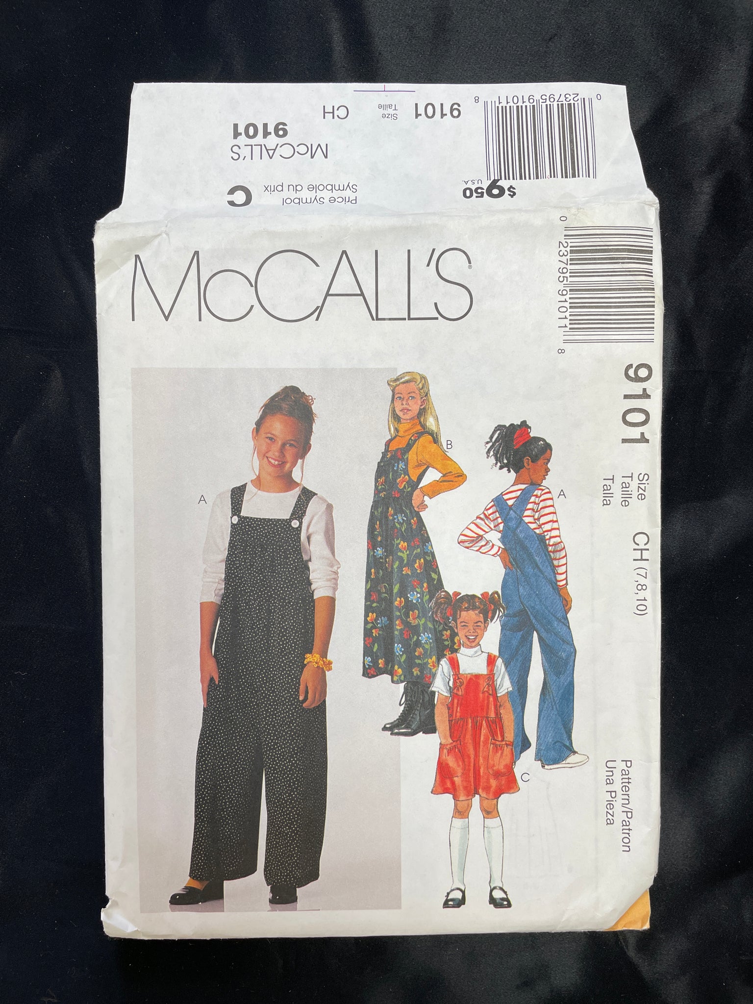 1997 Simplicity 9101 Pattern - Child's Overalls and Jumper Dress FACTORY FOLDED
