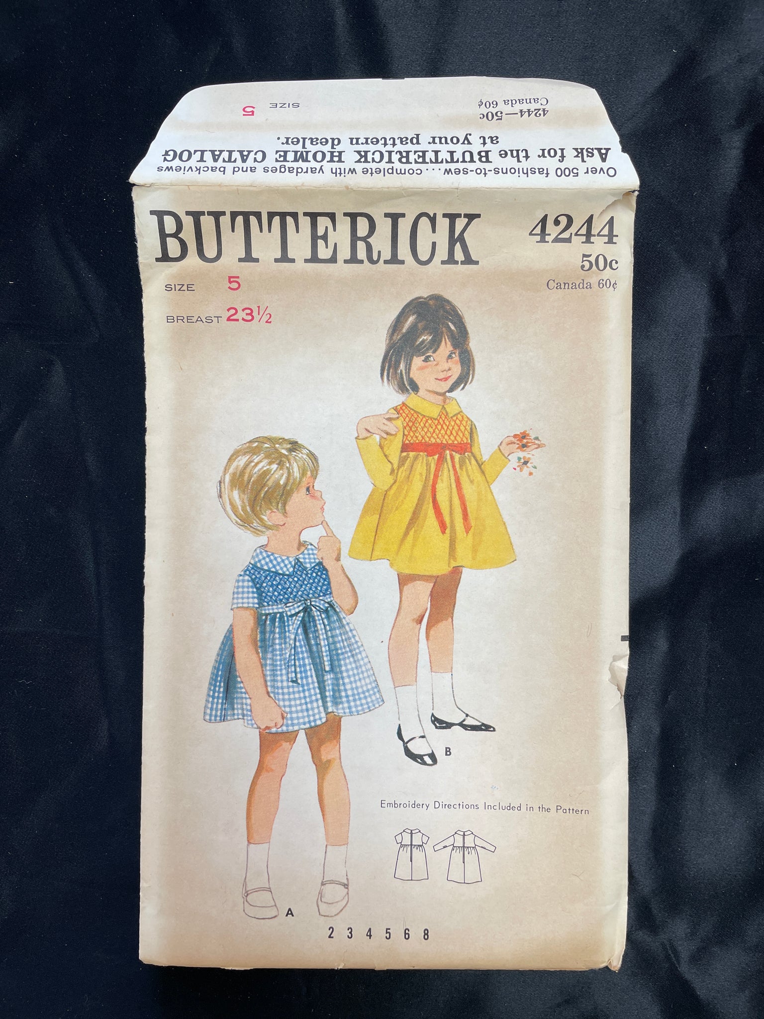 1960's Butterick 4244 Pattern - Child's Dress FACTORY FOLDED