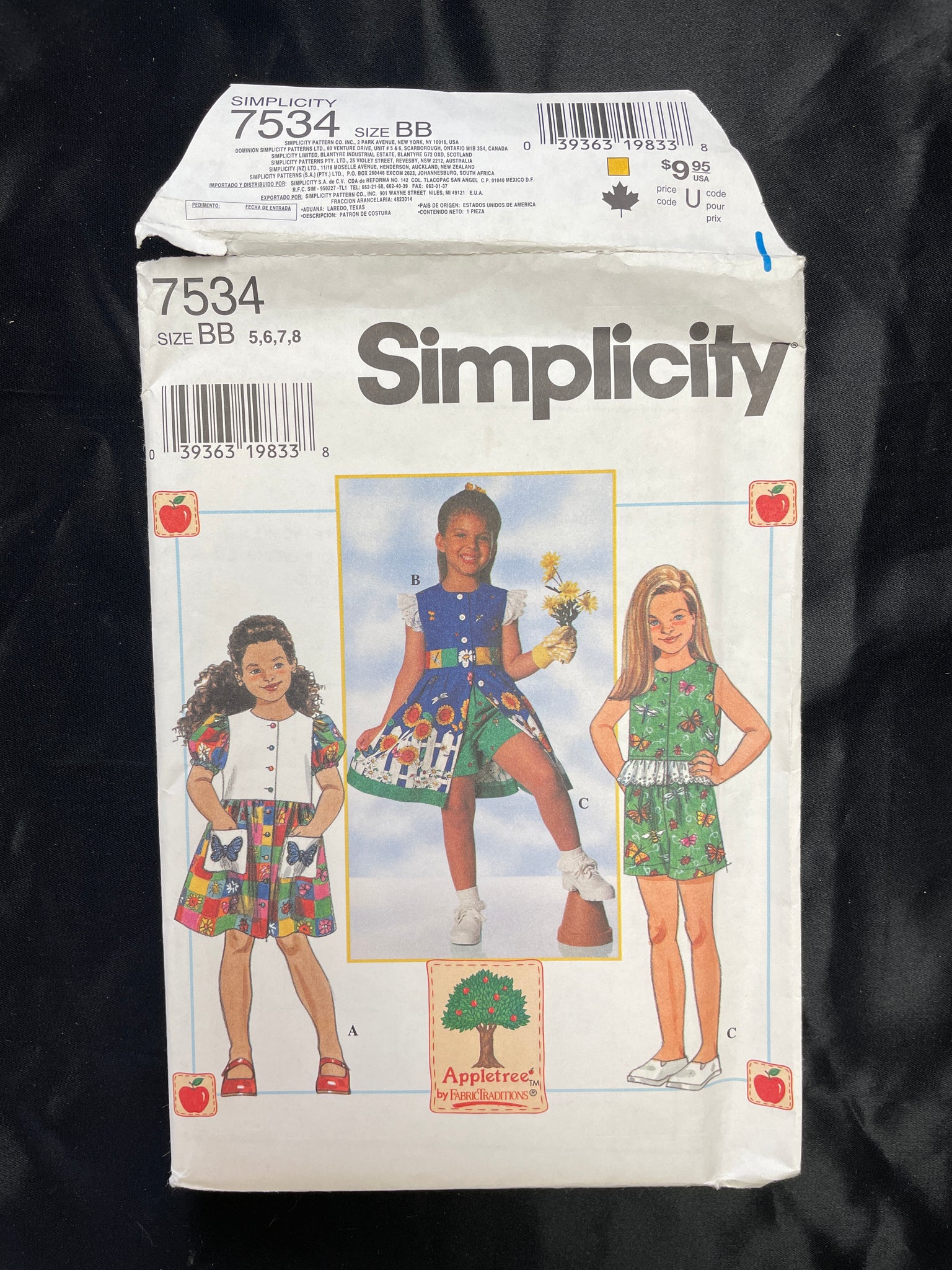 1997 Simplicity 7534 Pattern - Child's Dress, Top and Shorts FACTORY FOLDED