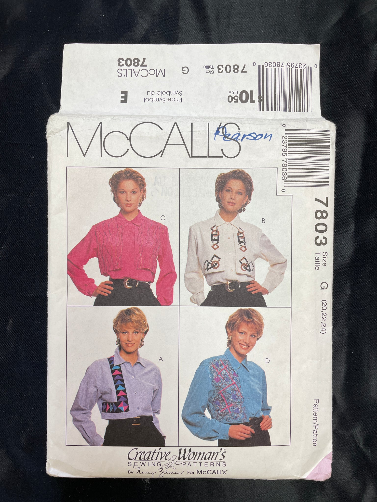 1995 McCall's 7803 Pattern - Blouse FACTORY FOLDED