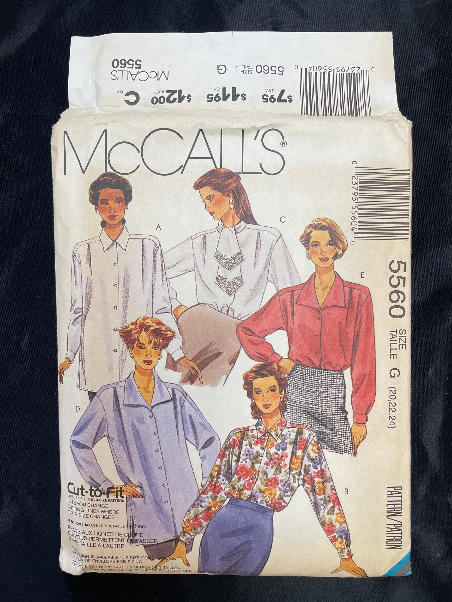 1991 McCall's 5560 Pattern - Blouse FACTORY FOLDED