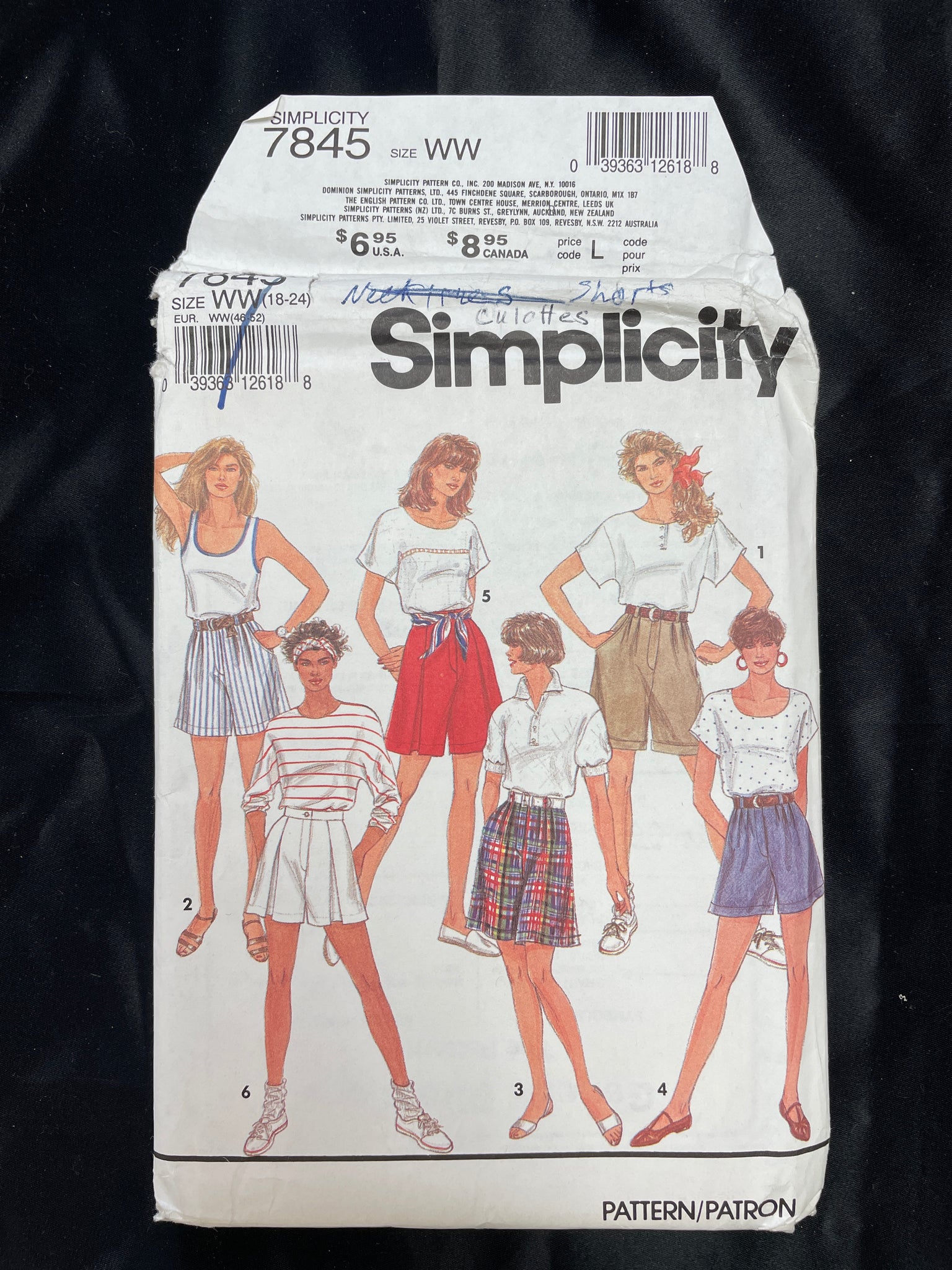 1992 Simplicity 7845 Pattern - Shorts FACTORY FOLDED