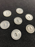 Buttons Plastic Set of 7 Vintage - White with Marquise Centers